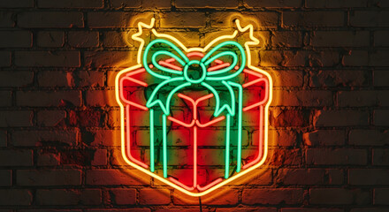 gift box in wall. christmas gift box. 