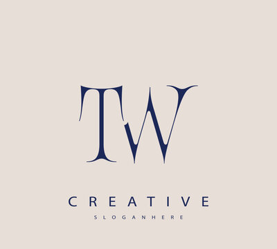 Sophisticated and stylish letter logo design featuring the combination of the letters T and W in dark blue color scheme perfect for branding stationery website headers or social media graphics