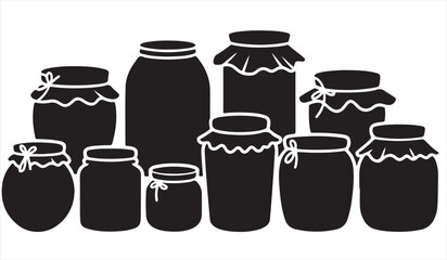 Decorative jars silhouette for cooking and kitchen design themes