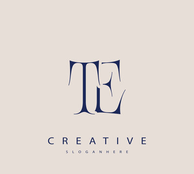 Sophisticated and stylish letter logo design featuring the combination of the letters T and E in dark blue color scheme perfect for branding stationery website headers or social media graphics