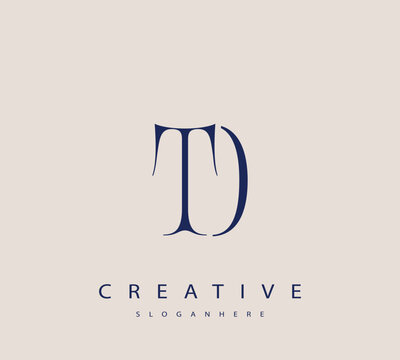 Sophisticated and stylish letter logo design featuring the combination of the letters T and D in dark blue color scheme perfect for branding stationery website headers or social media graphics