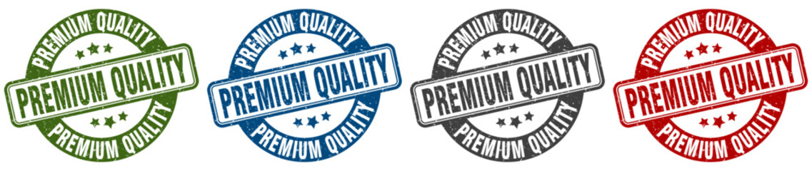 premium quality stamp. premium quality round stamp set isolated on white background