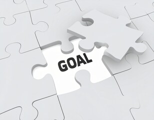 The missing puzzle piece concept for successful goal completion and strategic problem solving