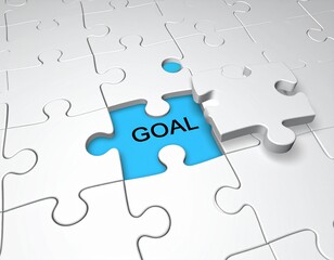 Completing the puzzle of success Achieving your goal by fitting the final piece into place