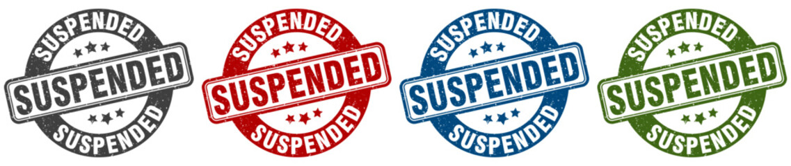 suspended stamp. suspended round stamp set isolated on white background