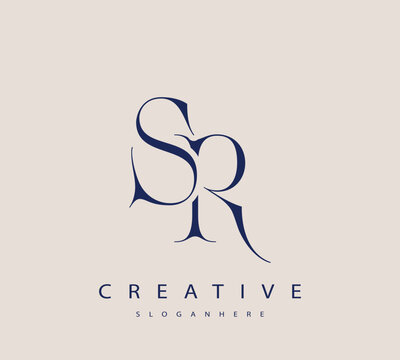 Sophisticated and stylish letter logo design featuring the combination of the letters S and R in dark blue color scheme perfect for branding stationery website headers or social media graphics
