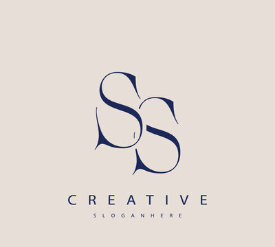 Sophisticated and stylish letter logo design featuring the combination of the letters S and S in dark blue color scheme perfect for branding stationery website headers or social media graphics