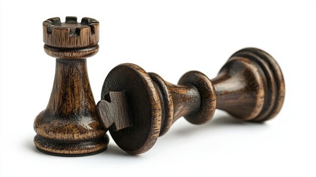 Captivating wooden chess pieces showcasing the rook and pawn, ideal for strategy enthusiasts and game lovers.