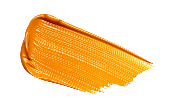 textured abstract amber color paint stroke isolated on transparent background, png