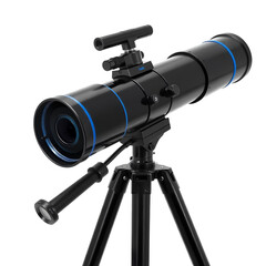 Photo of telescope on tripod isolated on transparent background