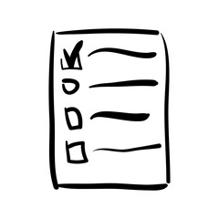 Hand-drawn checklist icon with a completed task, a simple sketch for to-do lists and planning