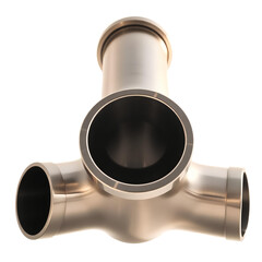 Photo of three-way pipe fitting isolated on transparent background