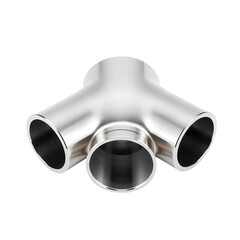 Photo of three-way pipe fitting isolated on transparent background