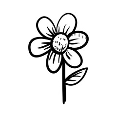 Charming Hand-Drawn Flower Doodle Illustrative Sketch for Simple Botanical Graphic Design Elements