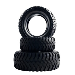 Photo of black rubber tires stacked  isolated on transparent background