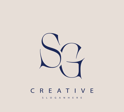 Sophisticated and stylish letter logo design featuring the combination of the letters S and G in dark blue color scheme perfect for branding stationery website headers or social media graphics