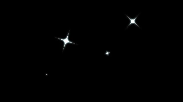 Shining white light, twinkle stars light on black screen background. stars twinkle like flash rays, twinkling stars animation. fast line glitter motion, flat vector doodle sparkle. 4k video