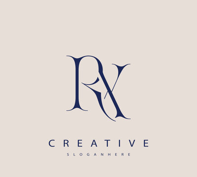 Sophisticated and stylish letter logo design featuring the combination of the letters R and X in dark blue color scheme perfect for branding stationery website headers or social media graphics