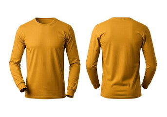 Mustard Long Sleeve T-Shirt Mockup Front and Back Views for Garment Design