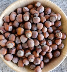 hazelnut placer, natural background of nuts
