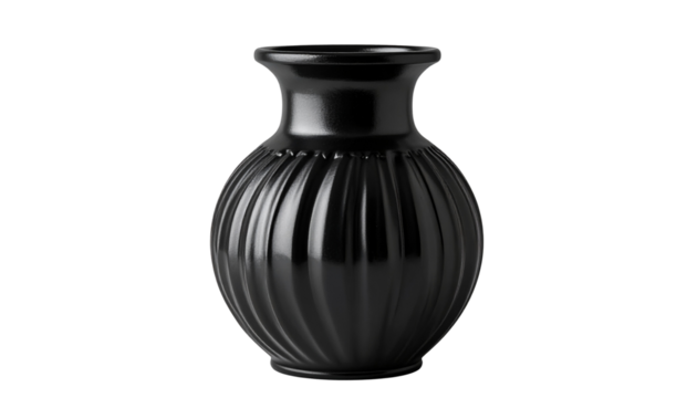 Modern black aesthetic ceramic vase with smooth texture and minimalist style, perfect for home decor, branding, or interior design visuals. - Powered by Adobe