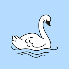 Cute swan - cartoon bird character. Childish print for postcard, poster and pattern.