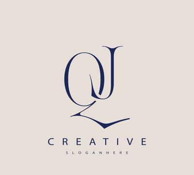 Sophisticated and stylish letter logo design featuring the combination of the letters Q and J in dark blue color scheme perfect for branding stationery website headers or social media graphics