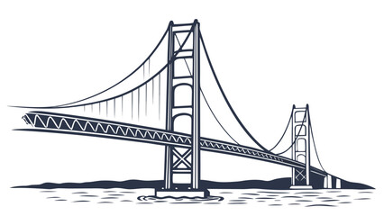 Fototapeta premium Minimal vector of Mackinac Bridge in modern line style 
