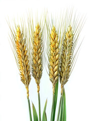 Fototapeta premium yellow and green wheat ears, isolated on a transparent background