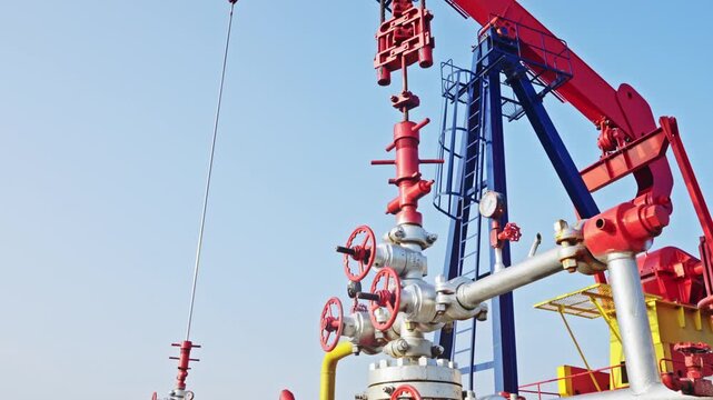 Small oilfield pumping unit in operation