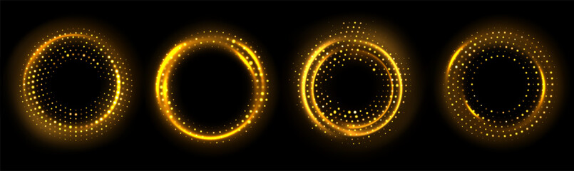 Glowing Golden Light Rings Set