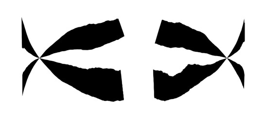  black shapes symmetrically arranged on a white background creating a visually striking pattern.