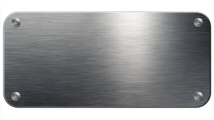 realistic brushed steel nameplate tag with rounded corners isolated background
