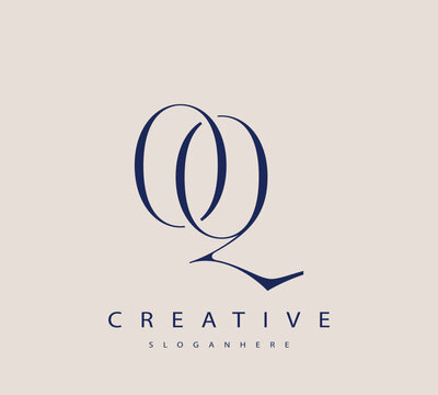Sophisticated and stylish letter logo design featuring the combination of the letters O and Q in dark blue color scheme perfect for branding stationery website headers or social media graphics