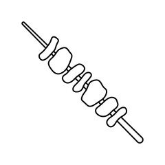 Shashlik icon. Black outline linear silhouette. Editable strokes. Side view. Vector simple flat graphic illustration. Isolated object on a white background.