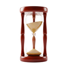Wooden hourglass isolated on transparent background