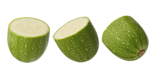 pieces of zucchini on a white isolated background