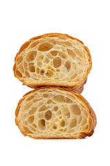 Sliced ​​croissant on white isolated background
