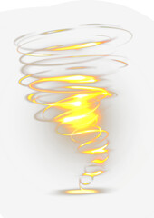 Glowing golden spiral vortex, swirling light tornado, dynamic energy motion effect, abstract luminous swirl on dark background.
