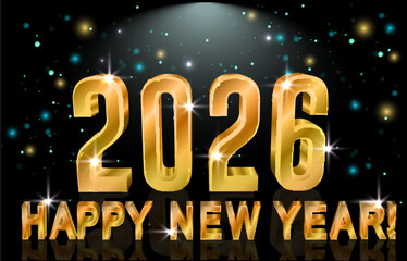 Golden New 2026 year vip card, vector illustration