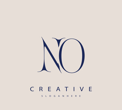 Sophisticated and stylish letter logo design featuring the combination of the letters N and O in dark blue color scheme perfect for branding stationery website headers or social media graphics