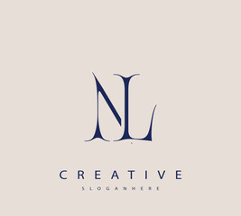 Sophisticated and stylish letter logo design featuring the combination of the letters N and L in dark blue color scheme perfect for branding stationery website headers or social media graphics