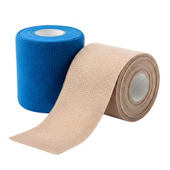 Two rolls of cohesive elastic bandage tape isolated on transparent background