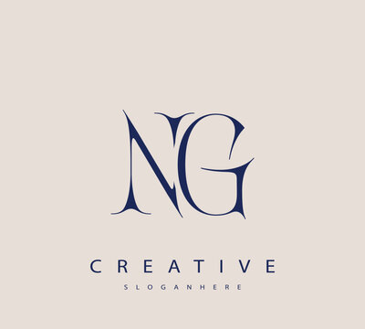 Sophisticated and stylish letter logo design featuring the combination of the letters N and G in dark blue color scheme perfect for branding stationery website headers or social media graphics