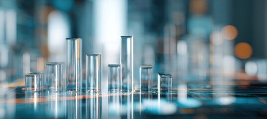 Artistic Macro of Magnified Bar Chart with Futuristic Aesthetic and Shallow Depth of Field