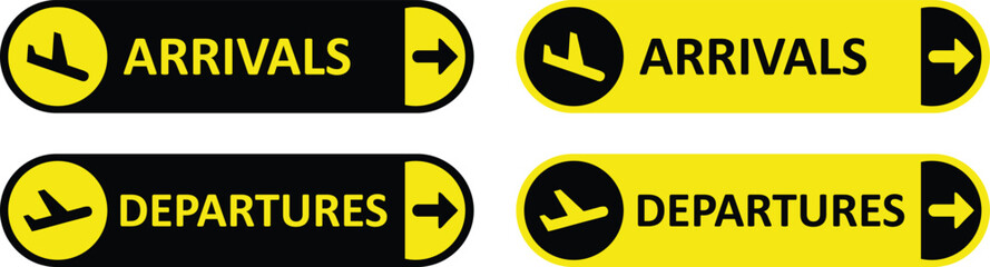 Airport Arrivals and Departures Direction Sign Board Vector Illustration