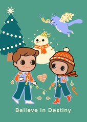 Naklejka premium Merry and Bright