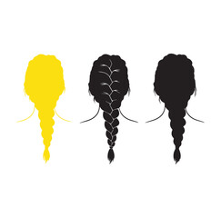 Braided Hairstyles Silhouettes in white background