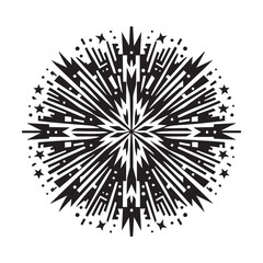 Obraz premium Black and White Geometric Fireworks Pattern Vector