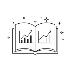Open Book with Bar Charts and Growth Arrows